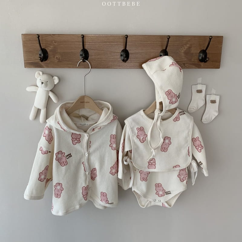OOTT BEBE - Korean Children Fashion - #Kfashion4kids - Waffle More Hoody Cardigan - 10