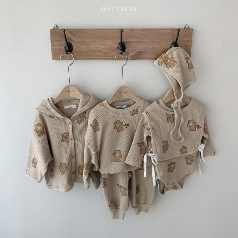 OOTT BEBE - Korean Children Fashion - #Kfashion4kids - Waffle More Hoody Cardigan - 8