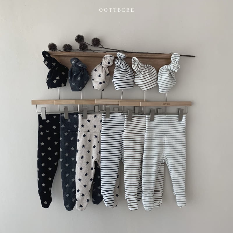 OOTT BEBE - Korean Children Fashion - #Kfashion4kids - Line Foot Leggings with Bonnet - 2