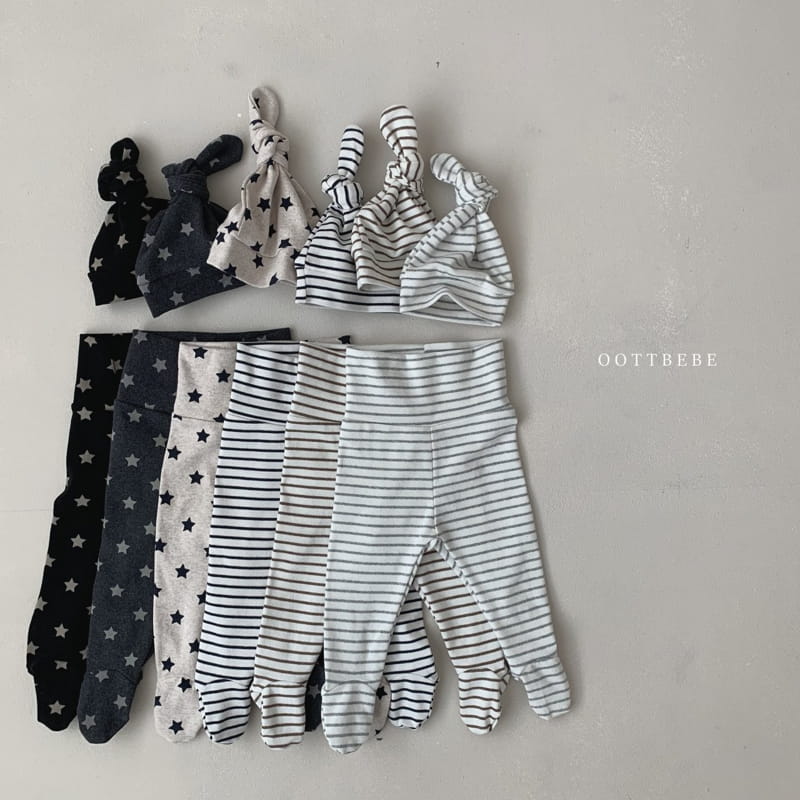 OOTT BEBE - Korean Children Fashion - #Kfashion4kids - Line Foot Leggings with Bonnet - 4