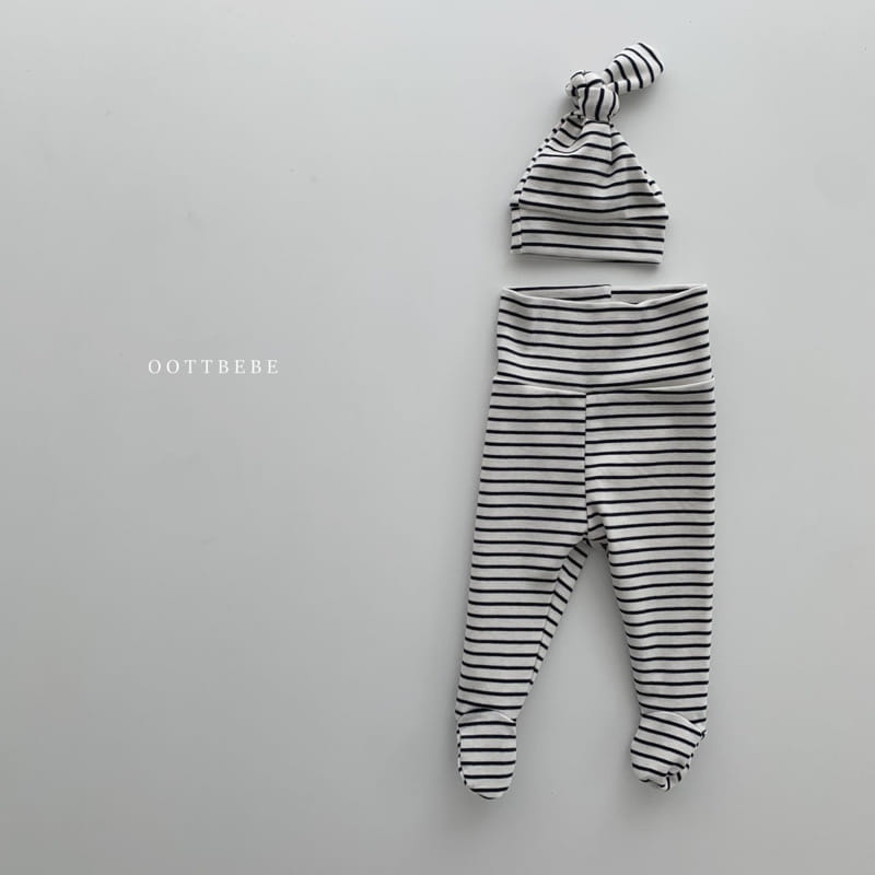 OOTT BEBE - Korean Children Fashion - #Kfashion4kids - Line Foot Leggings with Bonnet - 9
