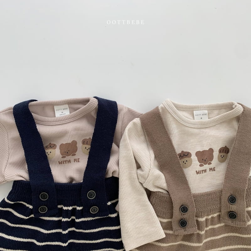 OOTT BEBE - Korean Children Fashion - #Kfashion4kids - Dungarees Knit Pants - 10