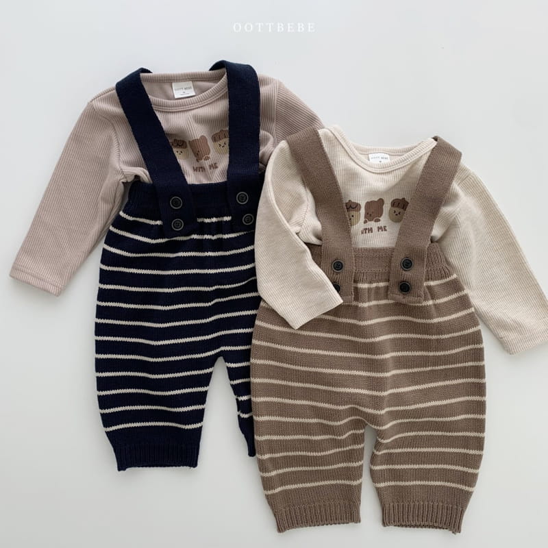 OOTT BEBE - Korean Children Fashion - #Kfashion4kids - Dungarees Knit Pants - 11