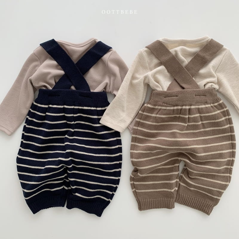 OOTT BEBE - Korean Children Fashion - #Kfashion4kids - Dungarees Knit Pants - 12