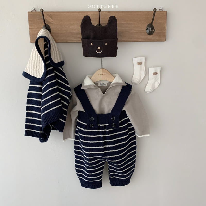 OOTT BEBE - Korean Children Fashion - #Kfashion4kids - Dungarees Knit Pants - 3