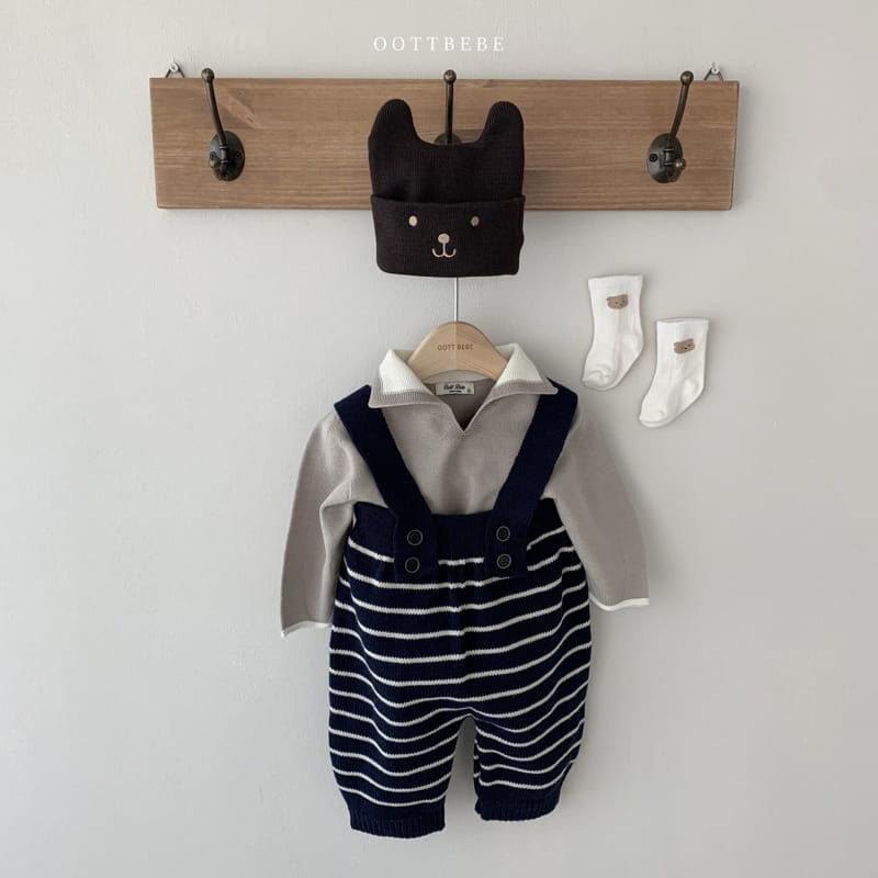 OOTT BEBE - Korean Children Fashion - #Kfashion4kids - Dungarees Knit Pants - 7