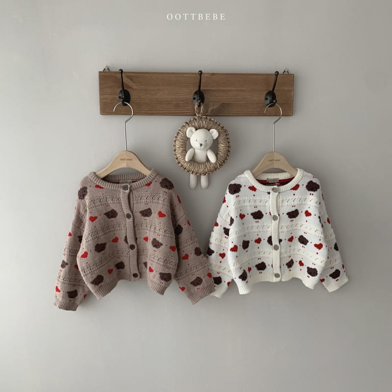 OOTT BEBE - Korean Children Fashion - #Kfashion4kids - Hear Bear Knit Cardigan with Mom