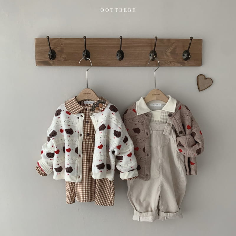 OOTT BEBE - Korean Children Fashion - #Kfashion4kids - Hear Bear Knit Cardigan with Mom - 2