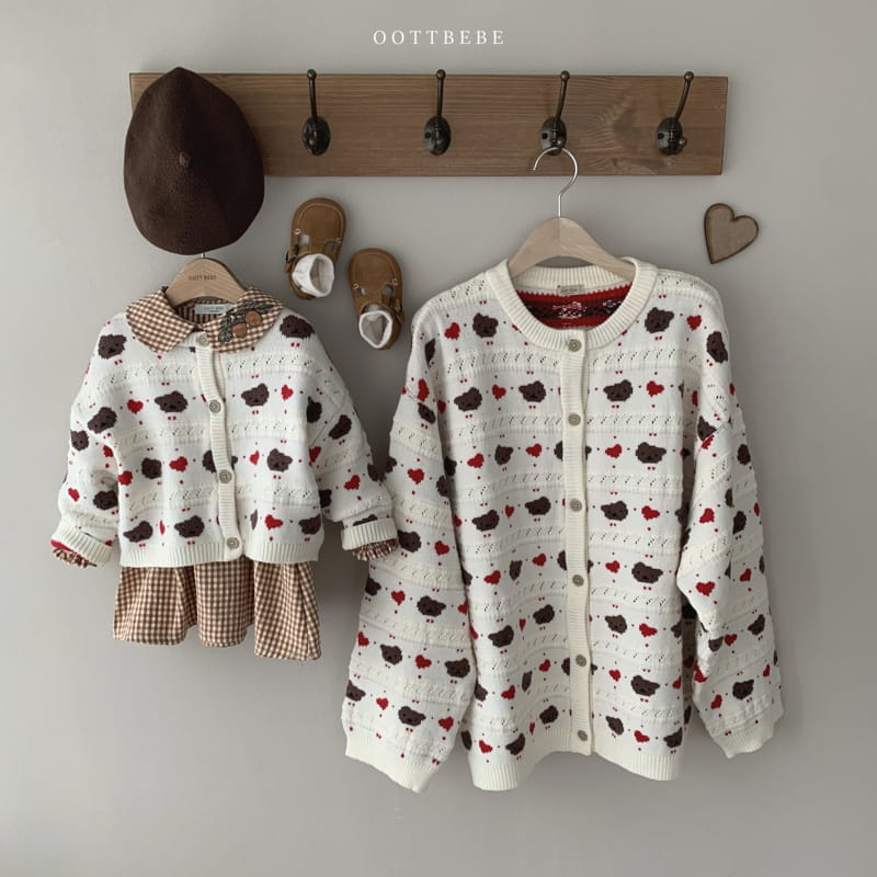 OOTT BEBE - Korean Children Fashion - #Kfashion4kids - Hear Bear Knit Cardigan with Mom - 3