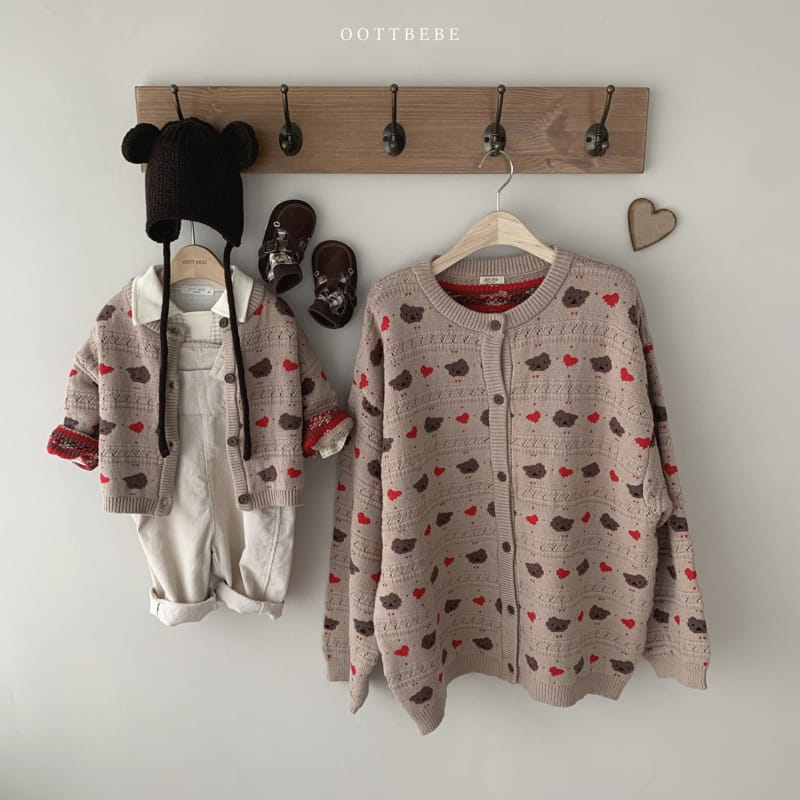 OOTT BEBE - Korean Children Fashion - #Kfashion4kids - Hear Bear Knit Cardigan with Mom - 4