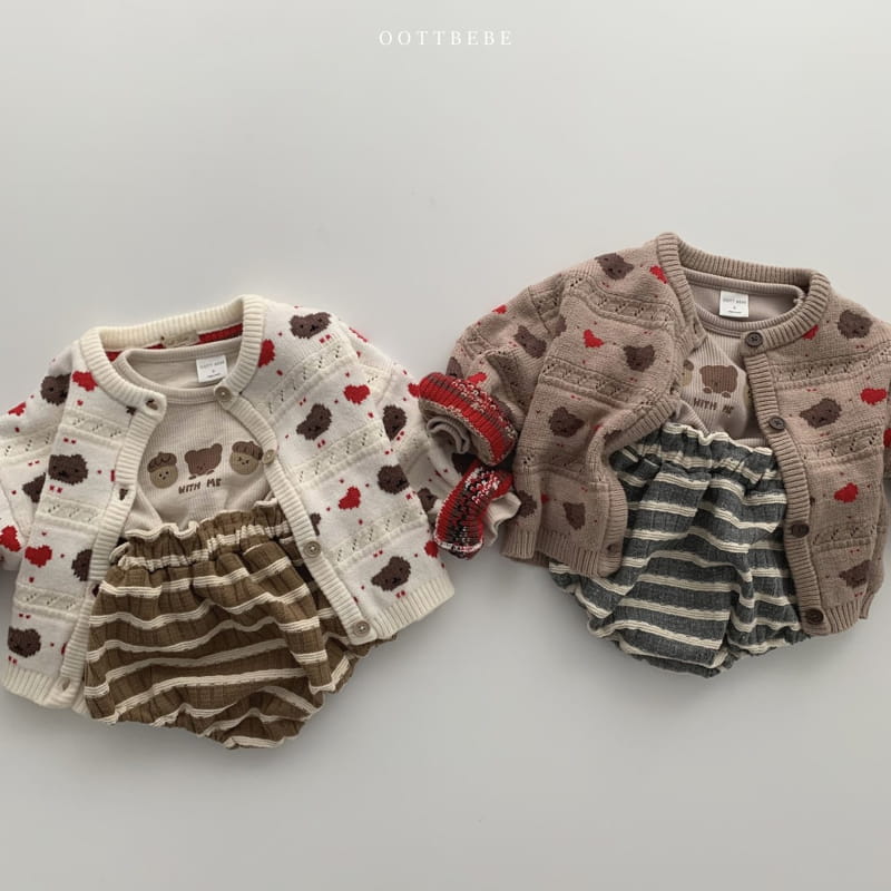 OOTT BEBE - Korean Children Fashion - #Kfashion4kids - Hear Bear Knit Cardigan with Mom - 5