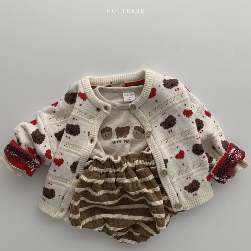OOTT BEBE - Korean Children Fashion - #Kfashion4kids - Hear Bear Knit Cardigan with Mom - 6