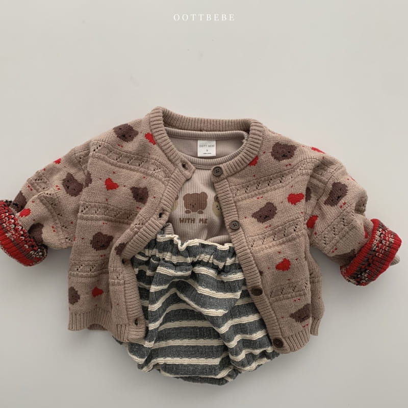 OOTT BEBE - Korean Children Fashion - #Kfashion4kids - Hear Bear Knit Cardigan with Mom - 7