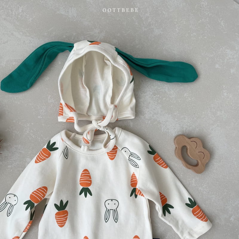 OOTT BEBE - Korean Children Fashion - #Kfashion4kids - Vegetable Long Sleeves Bodysuit with Binnet - 4