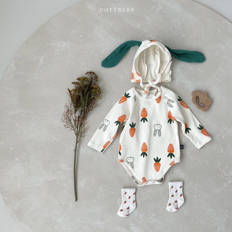 OOTT BEBE - Korean Children Fashion - #Kfashion4kids - Vegetable Long Sleeves Bodysuit with Binnet - 5