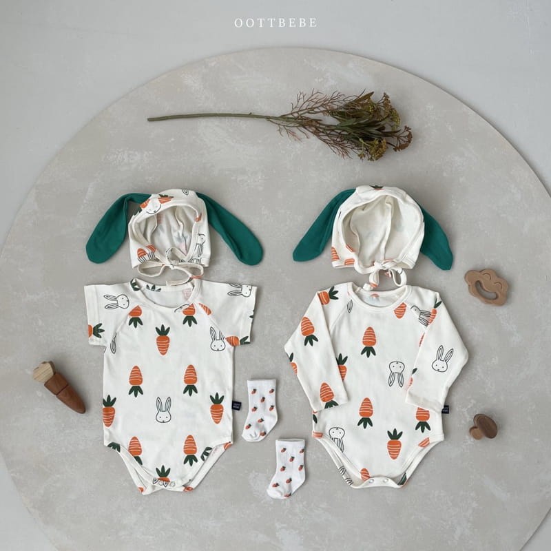 OOTT BEBE - Korean Children Fashion - #Kfashion4kids - Vegetable Short Sleeves Bodysuit with Binnet