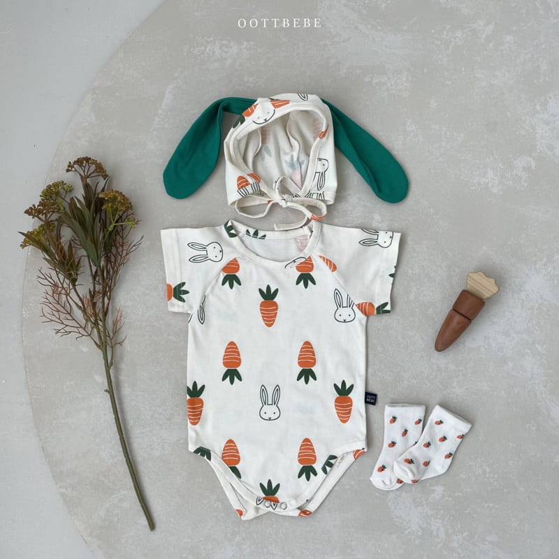 OOTT BEBE - Korean Children Fashion - #Kfashion4kids - Vegetable Short Sleeves Bodysuit with Binnet - 12