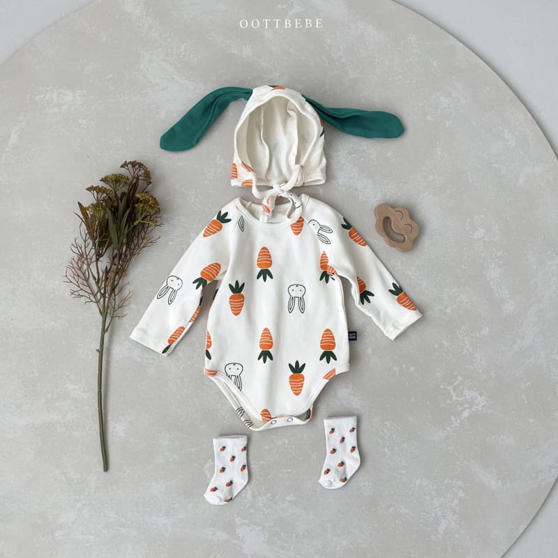 OOTT BEBE - Korean Children Fashion - #Kfashion4kids - Vegetable Short Sleeves Bodysuit with Binnet - 2