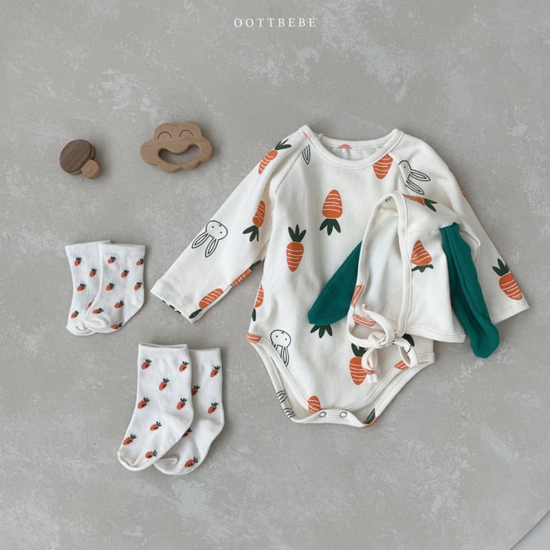 OOTT BEBE - Korean Children Fashion - #Kfashion4kids - Vegetable Short Sleeves Bodysuit with Binnet - 8
