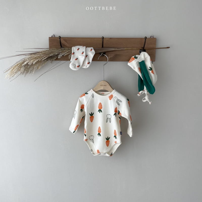 OOTT BEBE - Korean Children Fashion - #Kfashion4kids - Vegetable Short Sleeves Bodysuit with Binnet - 9