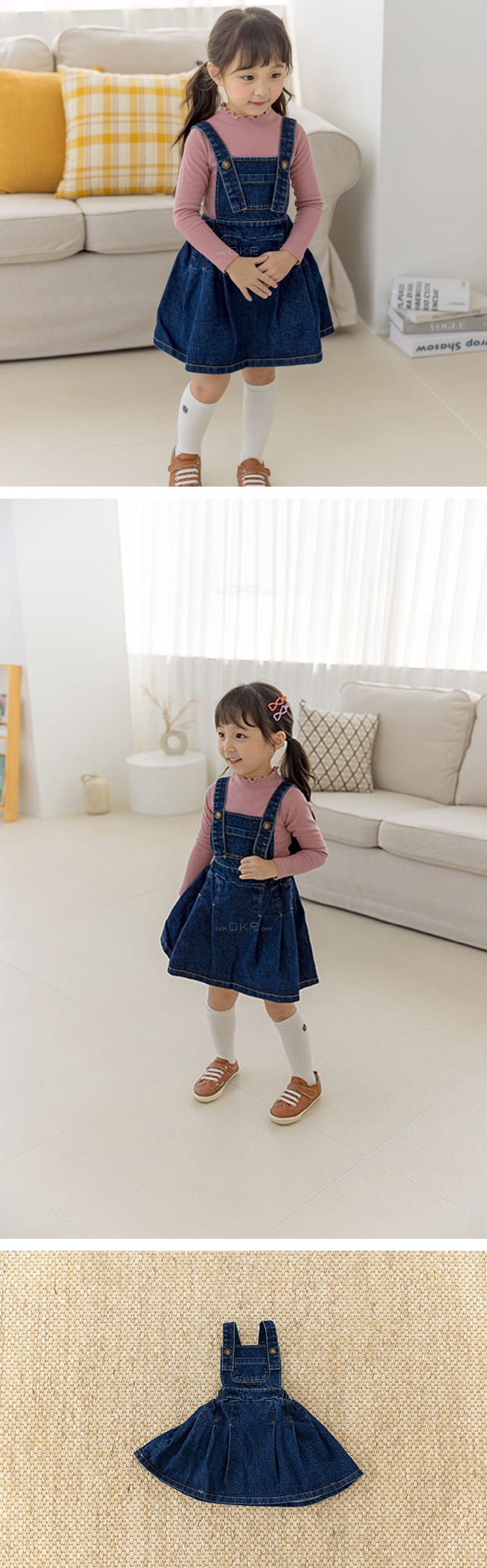 ORANGE MOM - Korean Children Fashion - #Kfashion4kids - Denim Suspender Skirt