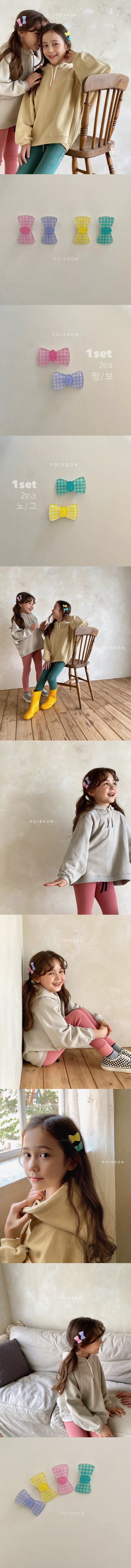 POISSON - Korean Children Fashion - #Kfashion4kids - Check Ribbon Hairpin [set of 2]