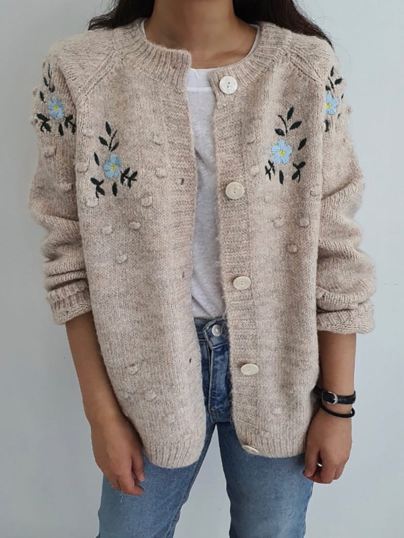 REFRESH - Korean Children Fashion - #Kfashion4kids - Flower Pompom Cardigan