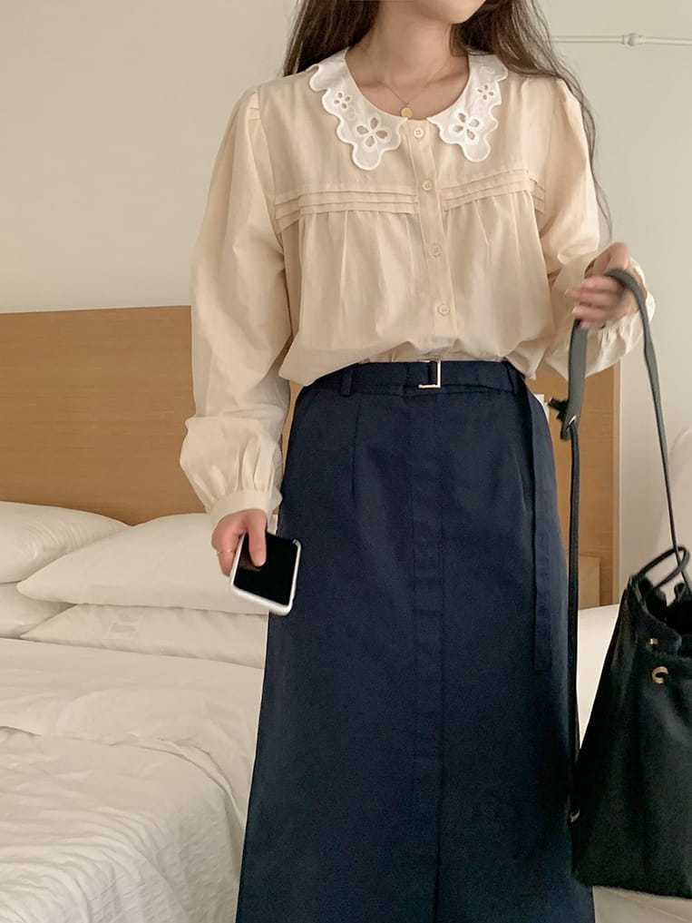 REFRESH - Korean Children Fashion - #Kfashion4kids - Collar Wave Blouse