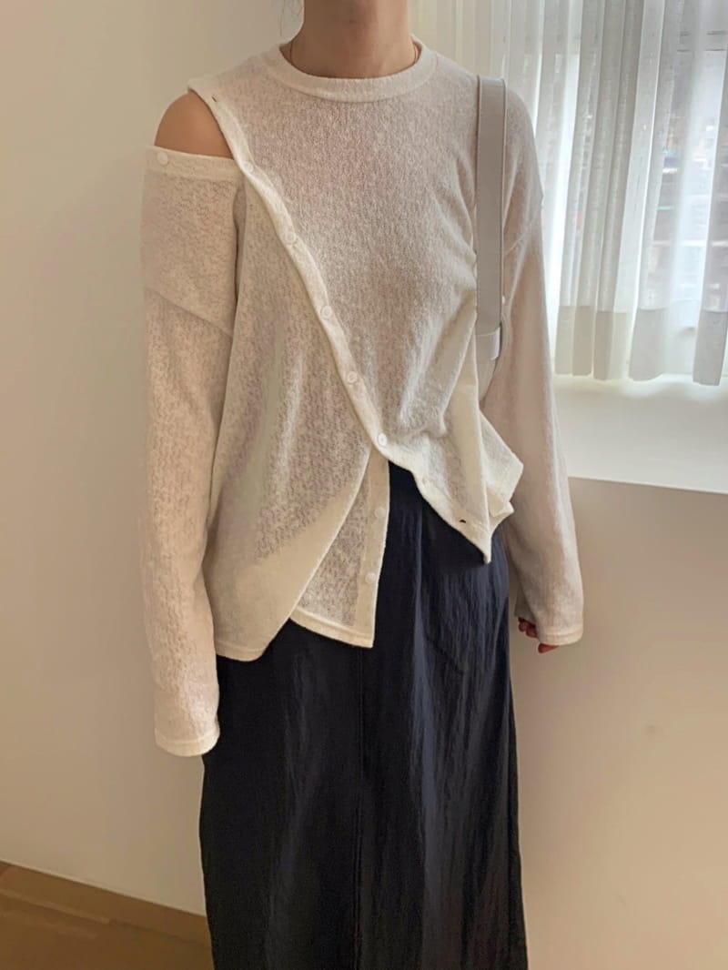 REFRESH - Korean Children Fashion - #Kfashion4kids - Diagonal Line Button Tee