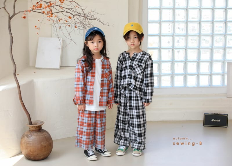 SEWING-B - Korean Children Fashion - #Kfashion4kids - Check Wide Pants
