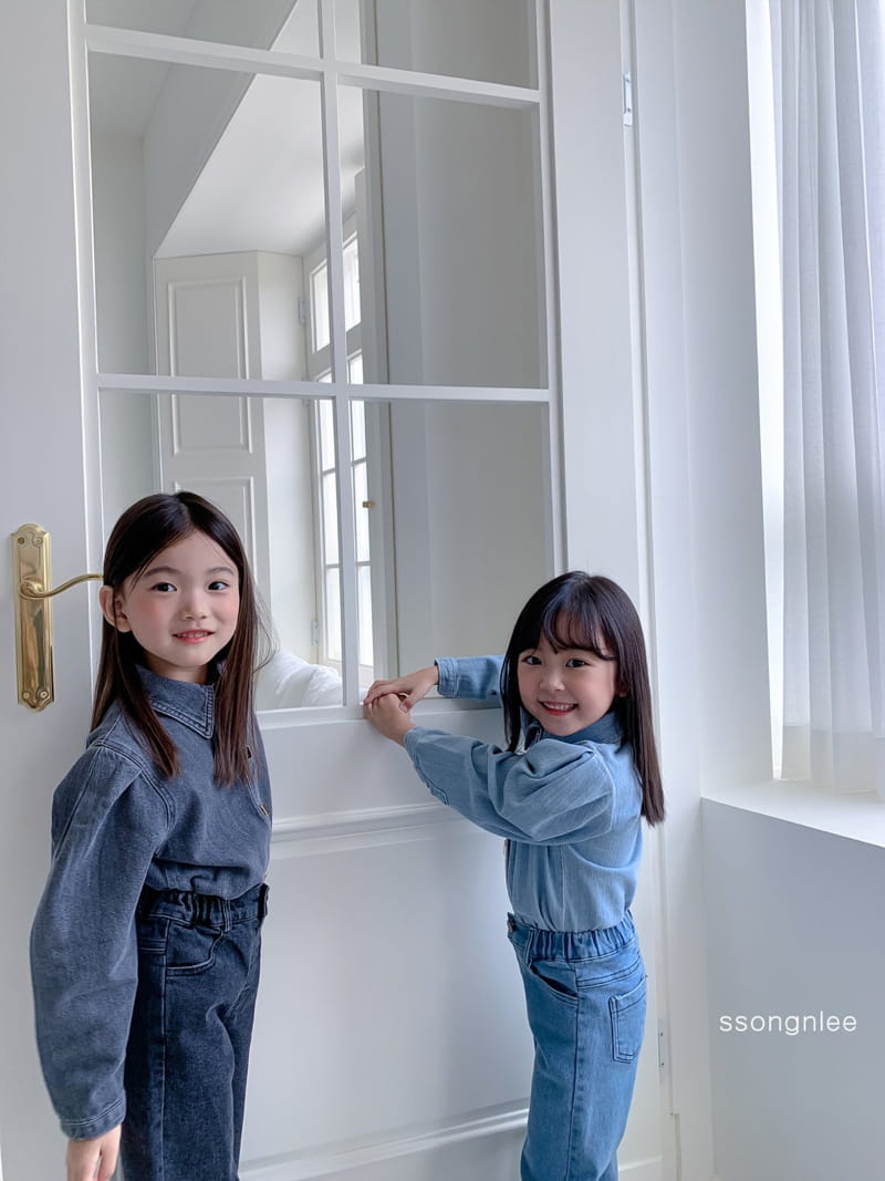 SSONGNLEE - Korean Children Fashion - #Kfashion4kids - Puff Denim Blouse - 2