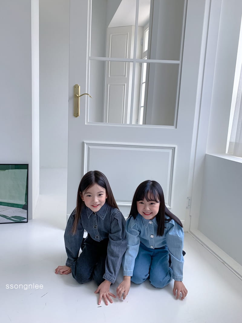 SSONGNLEE - Korean Children Fashion - #Kfashion4kids - Puff Denim Blouse - 3