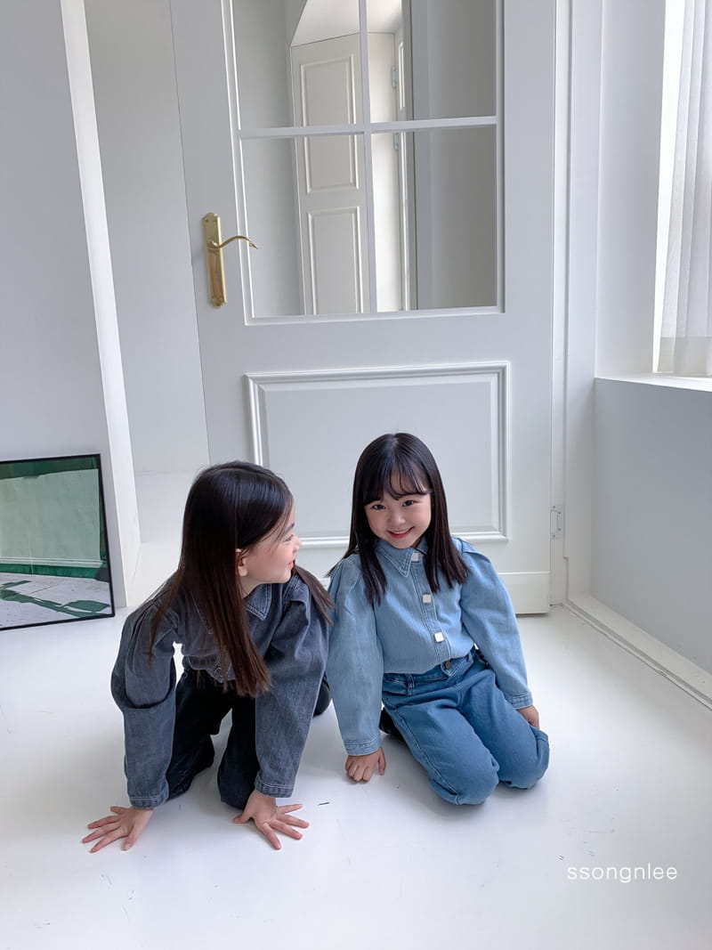SSONGNLEE - Korean Children Fashion - #Kfashion4kids - Puff Denim Blouse - 5