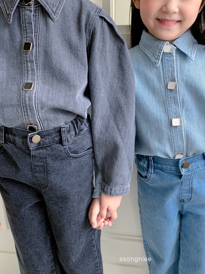 SSONGNLEE - Korean Children Fashion - #Kfashion4kids - Puff Denim Blouse - 6