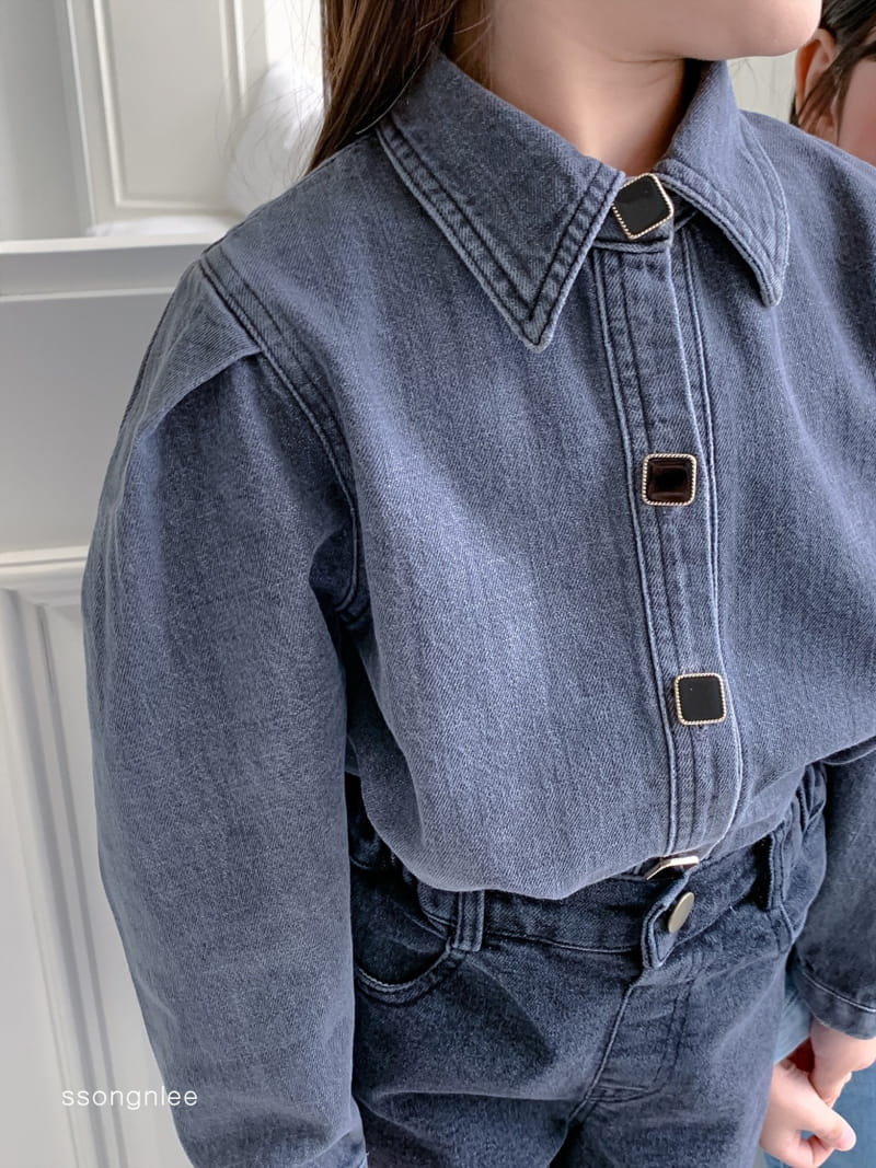 SSONGNLEE - Korean Children Fashion - #Kfashion4kids - Puff Denim Blouse - 7