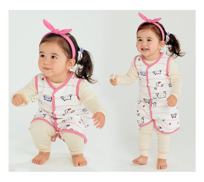 TTASOM - Korean Children Fashion - #Kfashion4kids - Pink Cat Warm Sleep Vest - 3