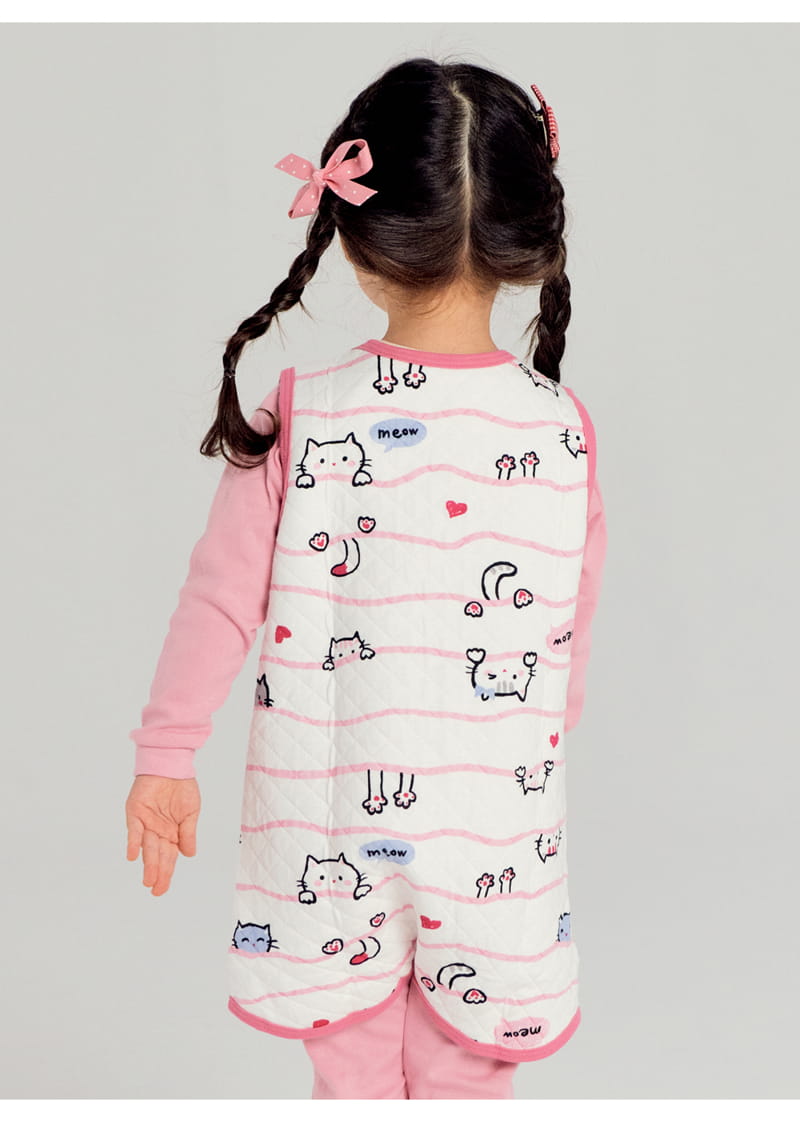 TTASOM - Korean Children Fashion - #Kfashion4kids - Pink Cat Warm Sleep Vest - 4