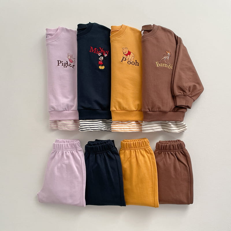 VIVID I - Korean Children Fashion - #Kfashion4kids - Disney Embroidery Layered Top Bottom Set