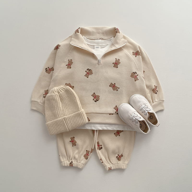 VIVID I - Korean Children Fashion - #Kfashion4kids - Fall Waffle Top Bottom Set - 7
