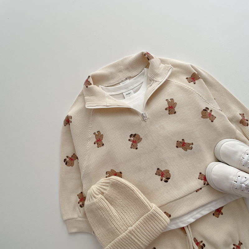 VIVID I - Korean Children Fashion - #Kfashion4kids - Fall Waffle Top Bottom Set - 8