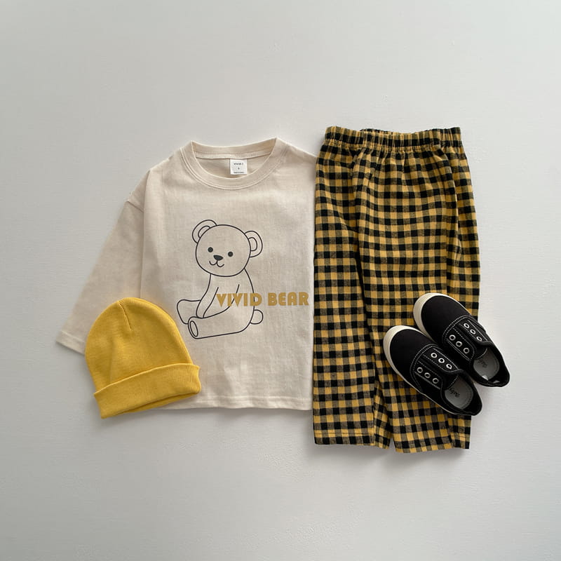 VIVID I - Korean Children Fashion - #Kfashion4kids - Bear Check Top Bottom Set - 2