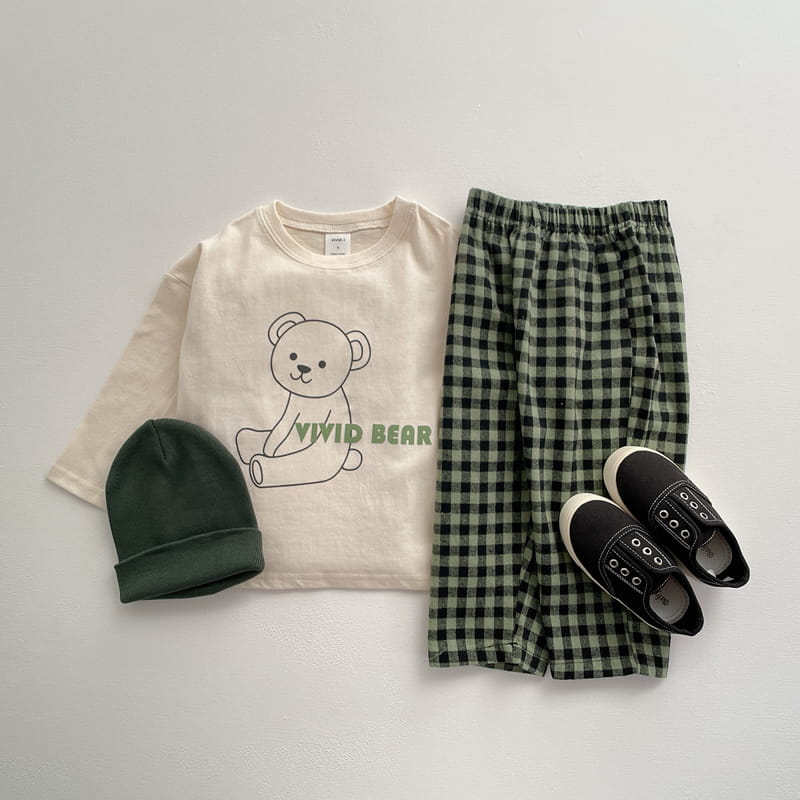 VIVID I - Korean Children Fashion - #Kfashion4kids - Bear Check Top Bottom Set - 5