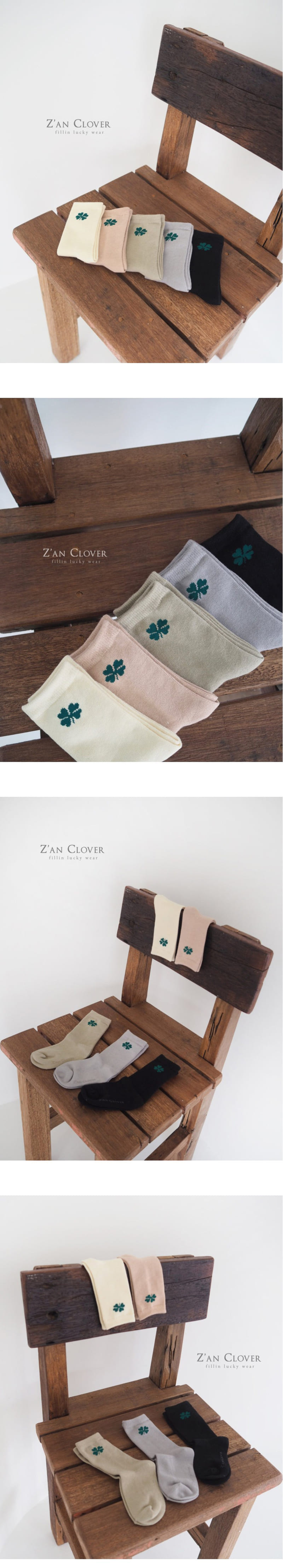ZAN CLOVER - Korean Children Fashion - #Kfashion4kids - Basic Clover Socks [set of 5] - 2
