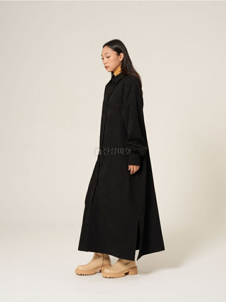 9NINE - Korean Children Fashion - #Kfashion4kids - Corduroy Long Shirt One-piece