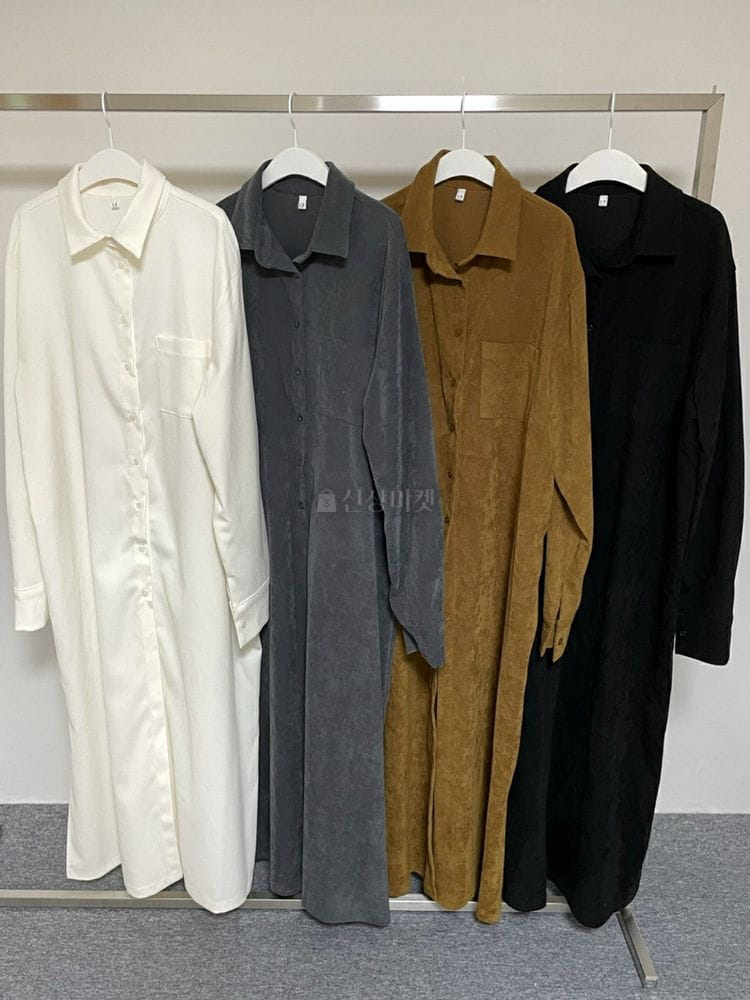 9NINE - Korean Children Fashion - #Kfashion4kids - Corduroy Long Shirt One-piece - 4