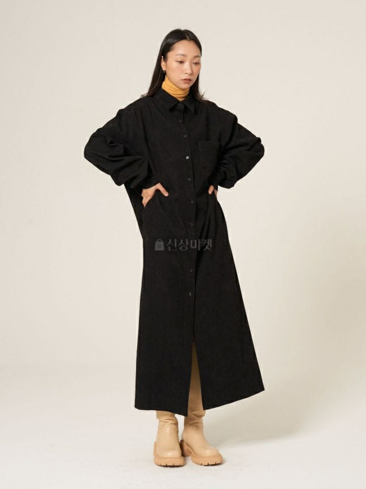 9NINE - Korean Children Fashion - #Kfashion4kids - Corduroy Long Shirt One-piece - 5