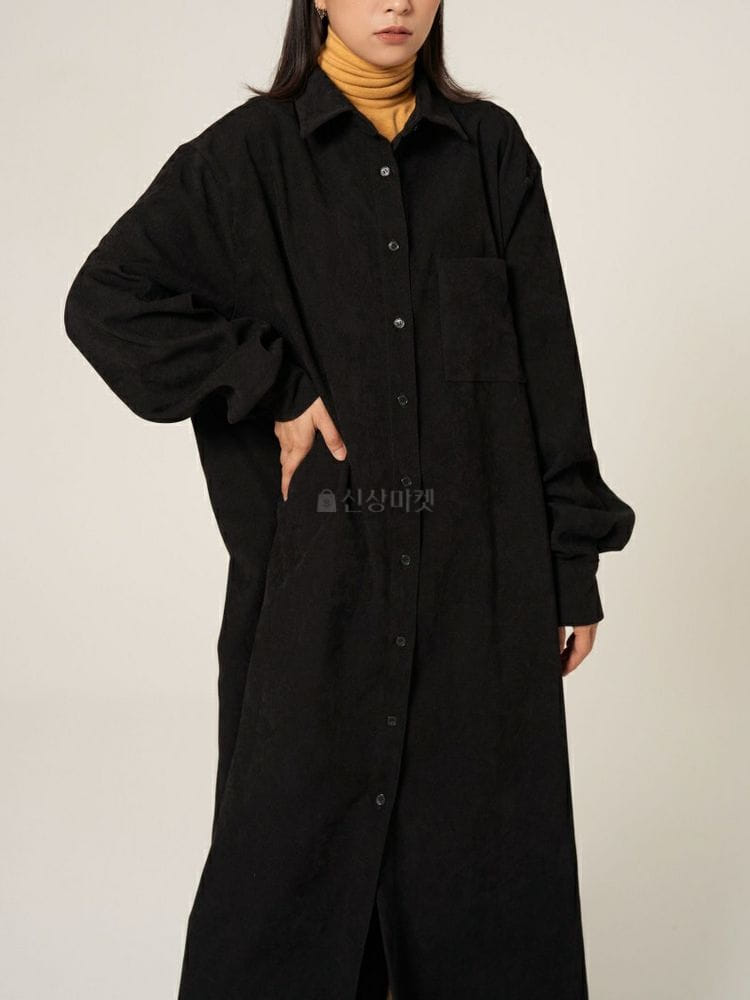 9NINE - Korean Children Fashion - #Kfashion4kids - Corduroy Long Shirt One-piece - 7