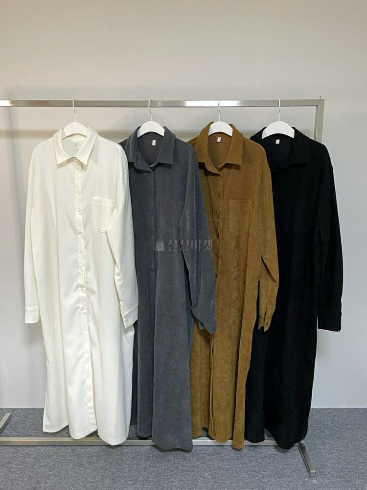 9NINE - Korean Children Fashion - #Kfashion4kids - Corduroy Long Shirt One-piece - 8