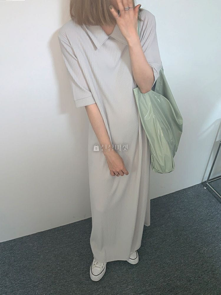 9NINE - Korean Children Fashion - #Kfashion4kids - Mute Pleats Collar One-piece - 2