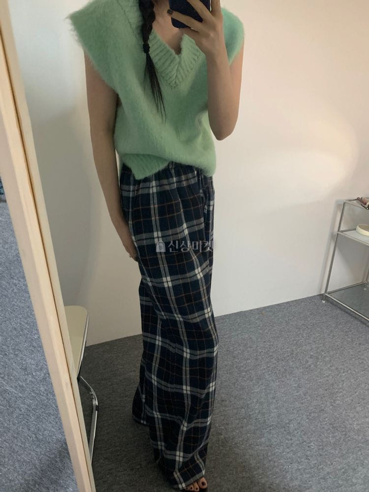 9NINE - Korean Children Fashion - #Kfashion4kids - Pix Check Fleece Banding Pants - 2